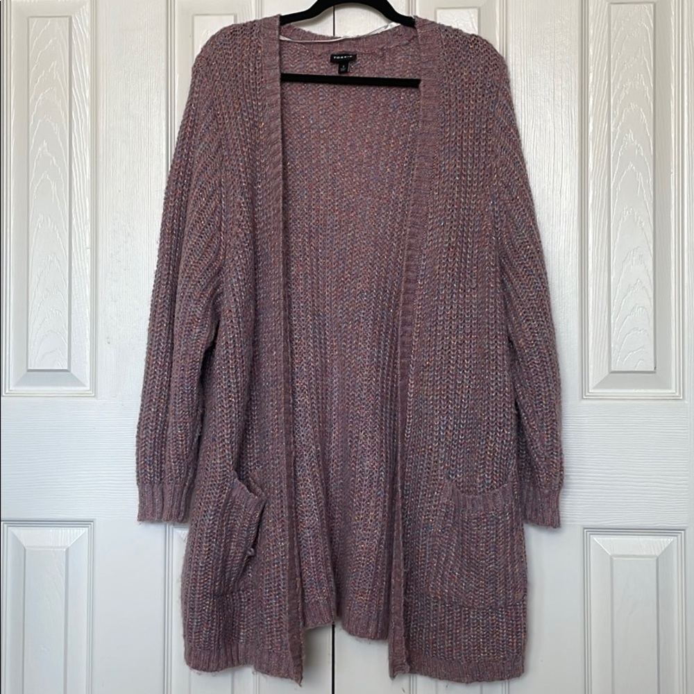 Chunky Purple Open Front Cardigan